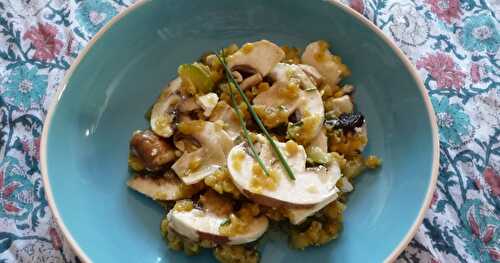 Salade lentilles corail-champignons-feta