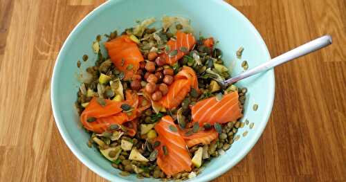 Salade lentilles-saumon fumé (et pleins d'autres bonnes choses!)