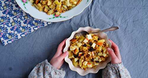 Salade petit épeautre, panais rôti, pomme, cornichons, tomme d'Alsace (veggie, Alsace)