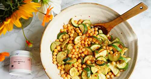 Salade pois chiches, courgettes (vegan, sans gluten, estival)