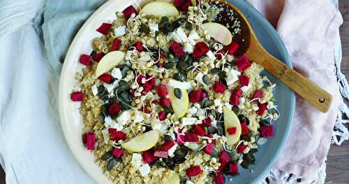 Salade quinoa, betterave, feta, graines de courge...(veggie, sans gluten)