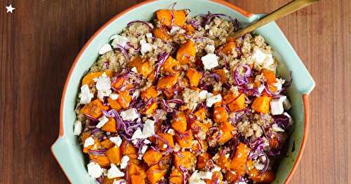 Salade quinoa, butternut rôtie, chou rouge (amap, sans gluten)