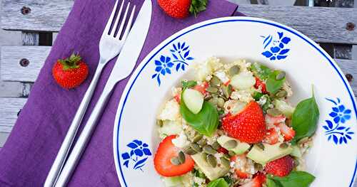 Salade quinoa-chou fleur-fraises-avocat...(vegan, glutenfree)