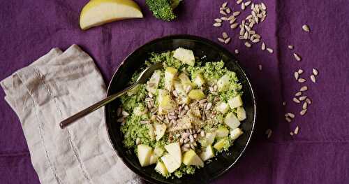 Semoule de brocolis, pommes, graines de tournesol (vegan, raw, glutenfree)