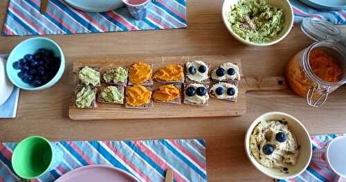 Soirée tartinades! (potimarron-tomates séchées, avoca, artichauts-myrtilles)