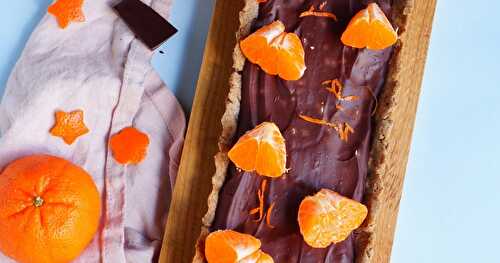 Tarte chocolat, mandarines (vegan, sans gluten, vegan, dessert)