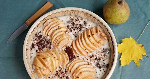 Tarte poires, coco, choco (sans gluten, vegan, automne)