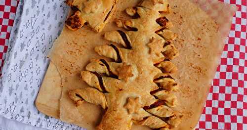 Tarte sapin potimarron-tomates séchées (veggie, amap, Noël)