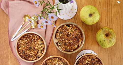 Crumble façon granola aux pommes du jardin du voisin (dessert, vegan, sans gluten)