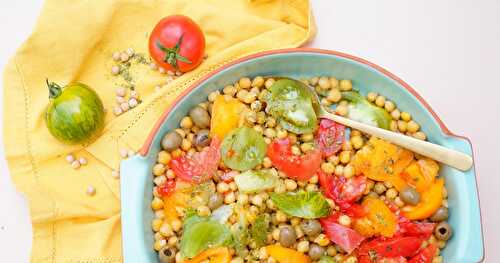 Salade pois chiches, tomates, olives (amap, sans gluten, veggie)