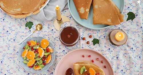 Crêpes souchet-riz, tartinade choco-noisette (sans gluten)