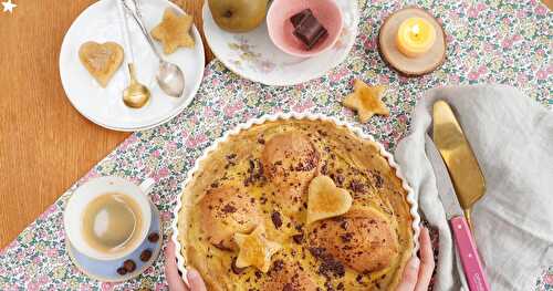 Tarte poires, chocolat, amande (dessert, veggie)