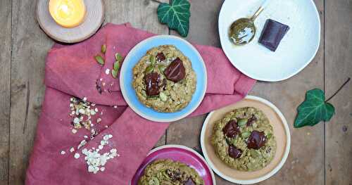 Cookies graines de courge et chocolat (vegan, goûter)