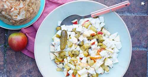 Salade céleri, pommes, cornichons (Alsace, vegan, salade)