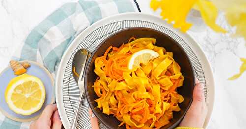 Tagliatelles pâtes et carottes au curcuma (veggie, amap)