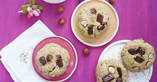 Cookies noisettes et chocolat (vegan, goûter, dessert)