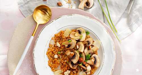 Petit épeautre façon risotto, champignons à l'ail (veggie)