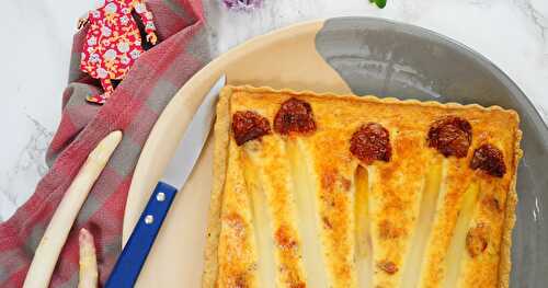 Quiche aux asperges blanches et tomates séchées (quiche, Alsace, veggie)