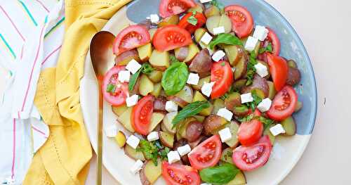 Salade de pommes de terre, tomates, basilic, feta, menthe (veggie, salade, Alsace)