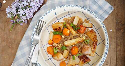 Sauté de légumes printaniers , nouilles Konjac (vegan, sans gluten)