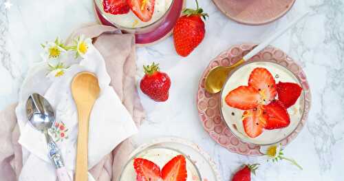 Tiramisu fraises, amande (vegan, sans gluten, dessert)