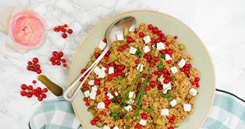 Salade boulgour, cornichons, feta, groseilles (salade, veggie)