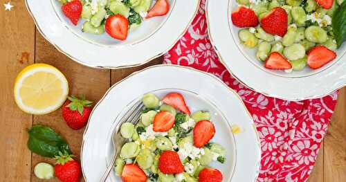 Salade fèves, fraises, citron, feta (amap, sans gluten, salade)