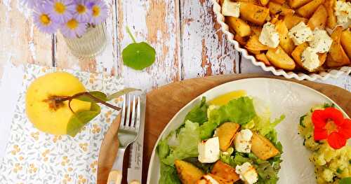 Salade aux coings et feta rôtis (veggie, salade)