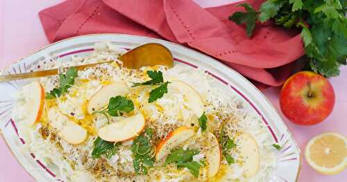 Salade de chou blanc, pommes, persil (amap, salade, vegan, sans gluten)