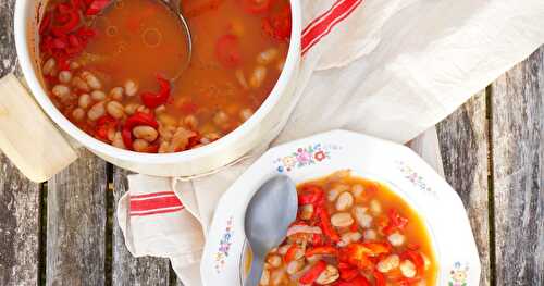 Soupe aux haricots borlotti, poivrons, tomates (amap, vegan, sans gluten)