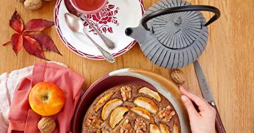 Gâteau noix et pommes (sans gluten, vegan, goûter, dessert)