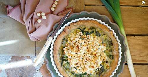 Quiche poireaux, noisettes, feta, pâte au levain (amap, quiche, veggie)