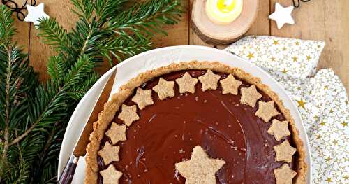 Tarte chocolat et épices de Noël, pâte au levain de seigle (tarte, dessert, Noël)