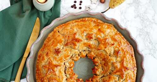 Galette-couronne des rois noisettes, poires, chocolat