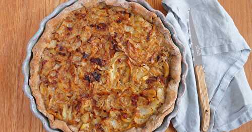 Quiche à l'oignon, pâte au levain (Alsace, veggie, amap, sans lactose)