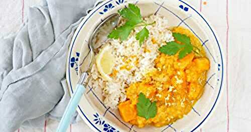 Curry butternut et lentilles corail (vegan, sans gluten)
