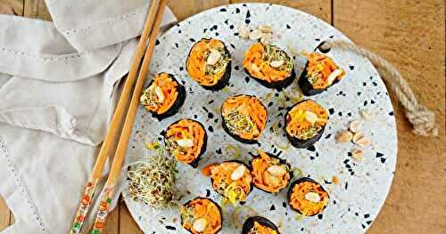 Makis carottes et cacahuètes (vegan, sans gluten, cru, amap)