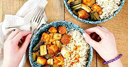 Tofu et poireaux au paprika fumé (vegan, amap, sans gluten)