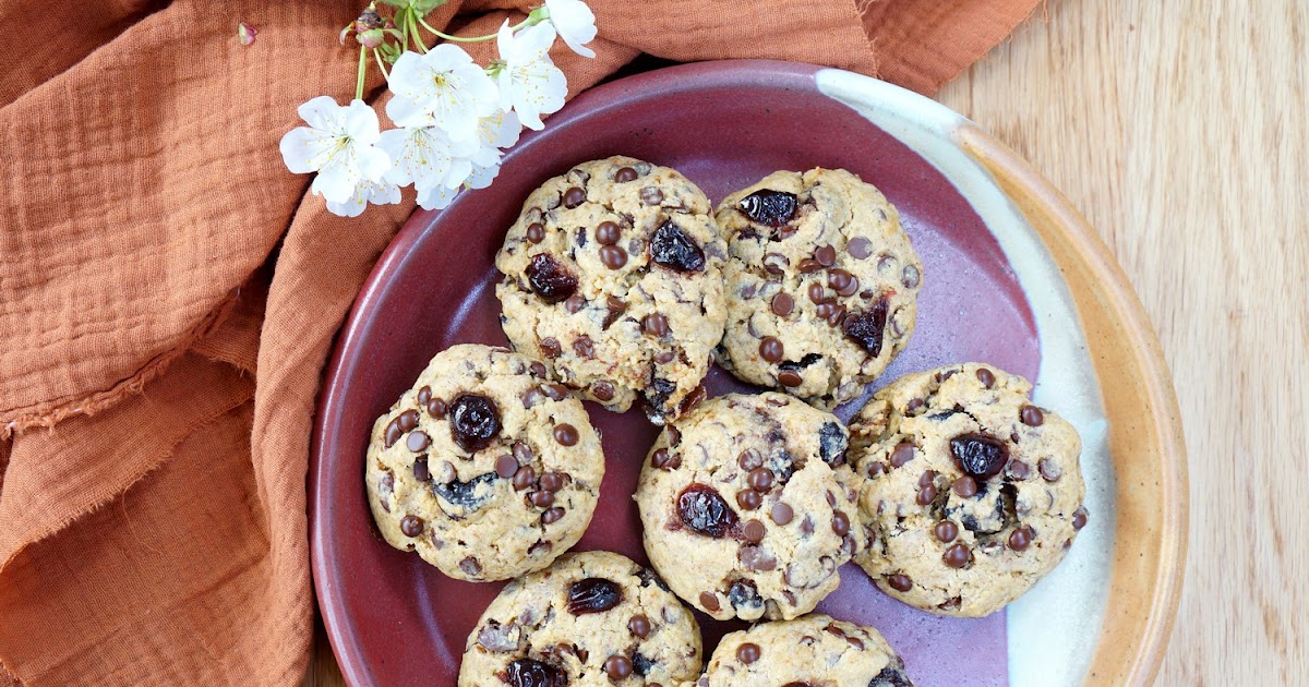 Cookies chocolat-griottes (vegan, goûter, dessert)
