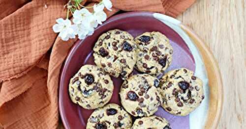 Cookies chocolat-griottes (vegan, goûter, dessert)