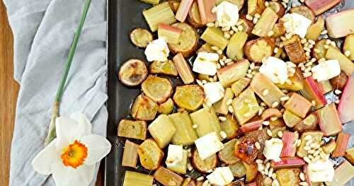 Pommes de terre, rhubarbe et feta rôties (veggie, printemps, sans gluten)