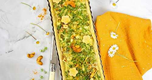 Quiche petits pois, fenoui, coco, curry (vegan, quiche, printemps)