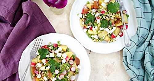 Salade pommes de terre, petits pois, radis, feta... (salade, sans gluten, printemps)