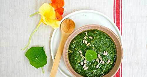 Pesto de feuilles de capucine (vegan, apéro, pique-nique)