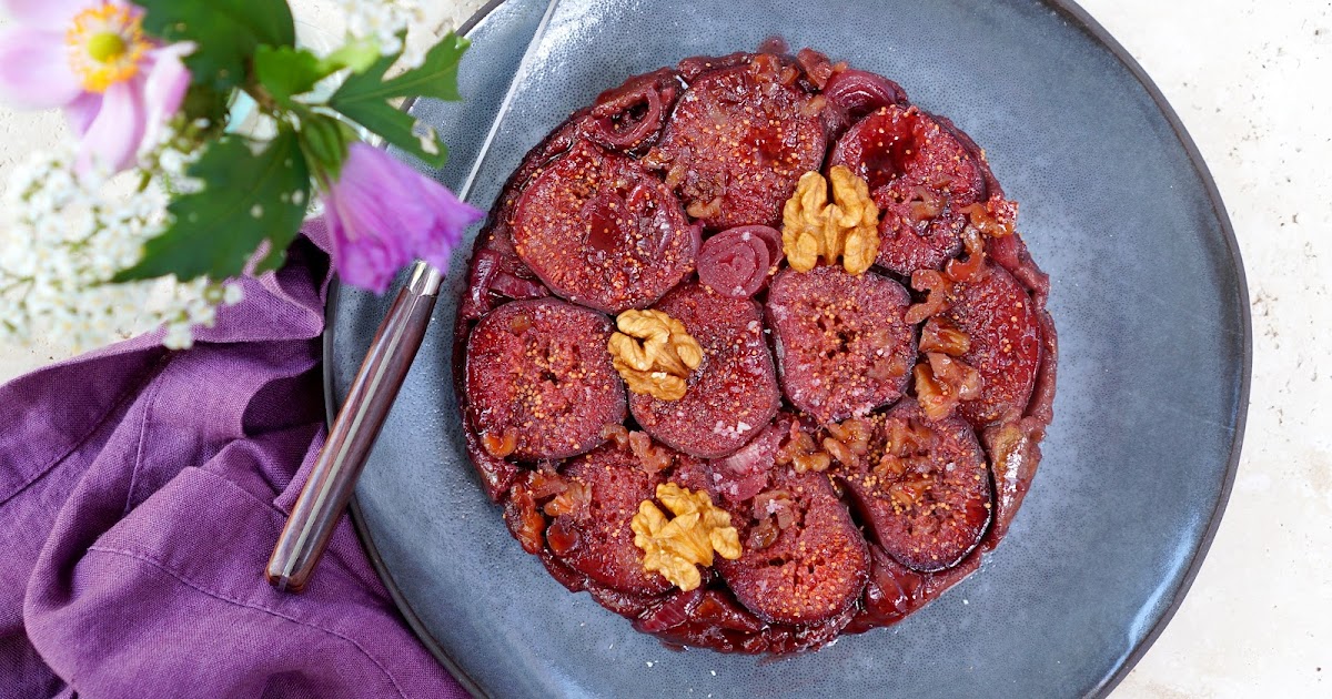 Tatin figues, échalotes, noix (tarte, automne, sans gluten)