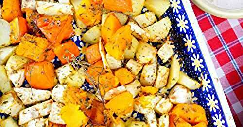Légumes rôtis, sauce sésame-citron (amap, vegan, sans gluten)