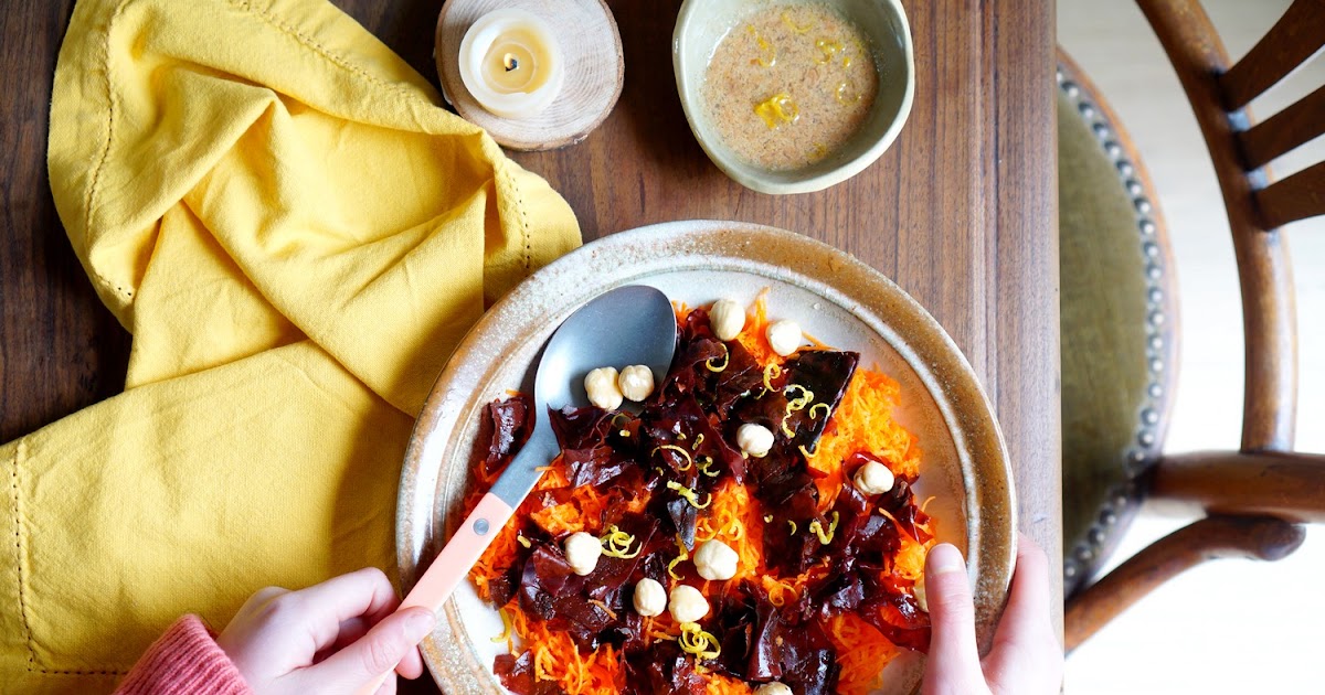 Salade d'algue dulse, carottes, noisettes (salade, vegan, cru)