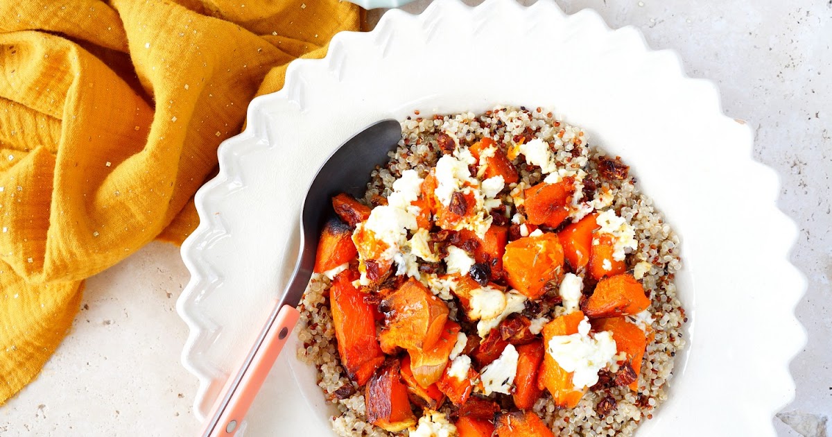 Quinoa, courge rôtie, feta (veggie, sans gluten, amap)