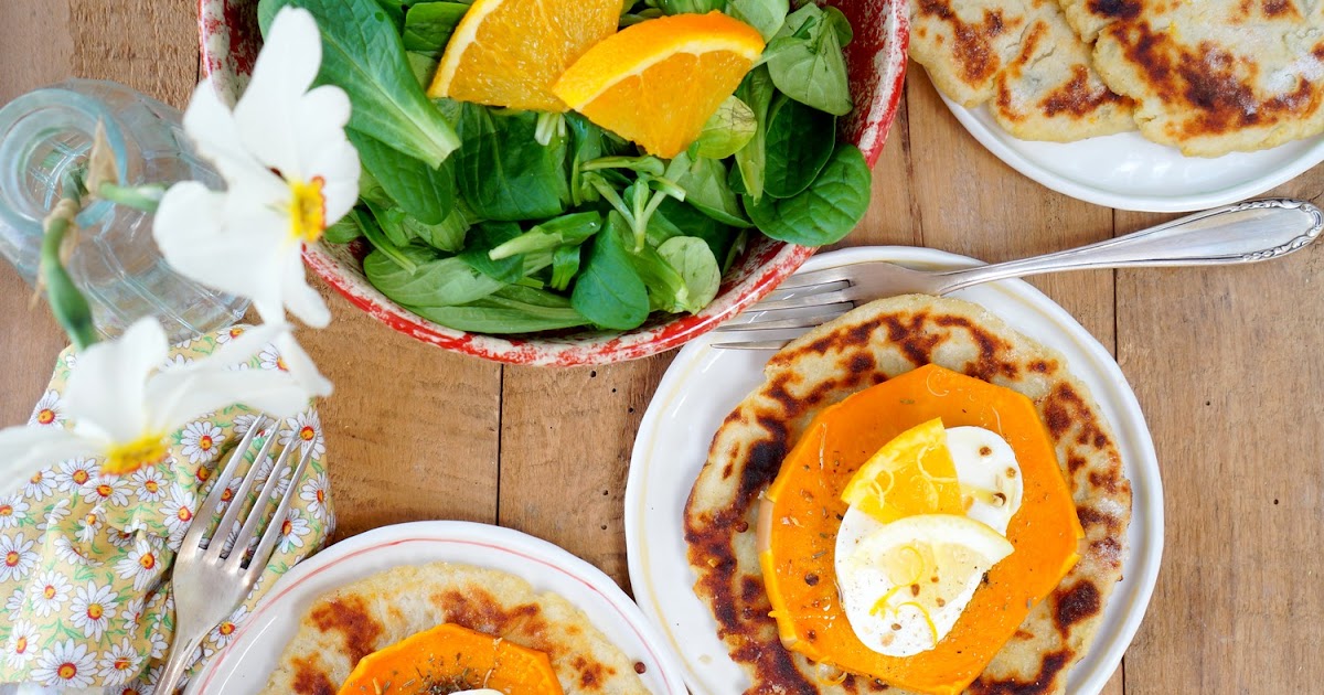 Galettes de pommes de terre, butternut, mozzarella, agrumes (amap, veggie)