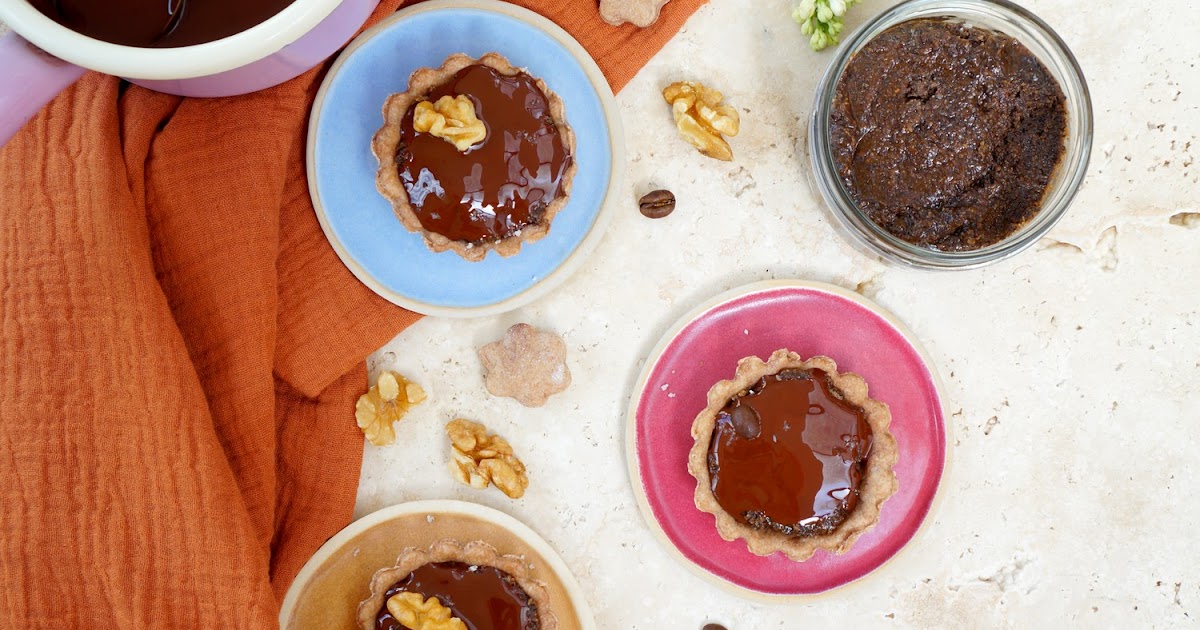 Tartelettes praliné noix-café et chocolat (dessert, vegan)